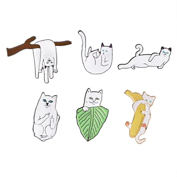 Jauno Modes Smieklīgi Kaķi Radošo Rada Dīvaini, Gudrs, Liels Slinks Kaķis Broša Unisex Students Bērnu Apdare Rotaslietas, Aksesuāri