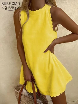Jaunu Un Seksīgu Cietā Mini Kleita Sieviešu Vasaras Kokvilnas Veļa Modes Bez Piedurknēm, Gadījuma Kleitas 2022 Dāmas Beach Party Kleitas, Drēbes 20951