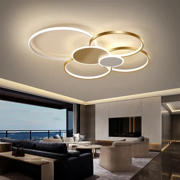 Jaunā, Modernā, lustras apgaismojums Dzīvojamā Istabā Apli Zelta Black LED Ziedu Dekori Guļamistabas Lampas Armatūra Ar Tālvadības pulti