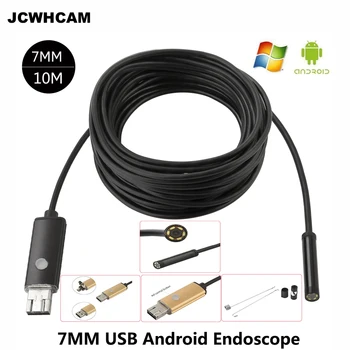 JCWHCAM 10M 7MM Endoskopu Kameras USB Android Endoskopu Cam Ūdensizturīgs 6 LED Borescope Inspekcijas Kamera, Android PC HD 480P