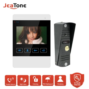 JeaTone 4 Collas Vadu Video Intercom Sistēma Daudzdzīvokļu 1200TVL Video Durvju Kamera ar Kustību Noteikšanas un Nakts Redzamības iekārtas