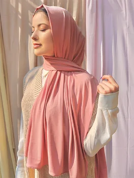 JTVOVO 2022 Jaunu 170*60CM Augstas Kvalitātes Musulmaņu Sievietēm, kas jaunākas par Jersey Hijab Dubajas Arābu Islāma tīrtoņa Krāsu Tērzēšanas Hijab Šalle Šalle kombinezoni ar Krūšdaļu