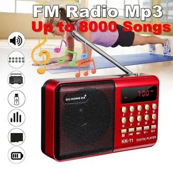 K11 Mini Portatīvo Rokas Radio Skaļruņi Uzlādējams Digitālais FM USB, MP3 Atskaņotājs, Skaļrunis ar Daudzfunkcionālu Teleskopiskā Antena