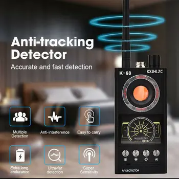 K68 Signāla Pārbaudes Detektoru Iekārtas Anti-Spiegu Kameru Detektoru Pinhole Objektīvs Atklāt GSM Ierīce GPS Tracker Pret Noklausīšanos