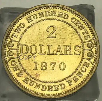 Kanāda 1870 2 Divi Simti Dolāru Centus, Viktorija Ņūfaundlendas Simts Denāriju Zelta Amatniecības Misiņa Metāla Monētu Kopijas