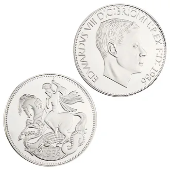 Karalis Edvards VIII Kolekcionējamus Dāvanu Sudraba Pārklājumu Suvenīru Monētas, Saint George un Pūķis Kolekcija Mākslas Piemiņas Monētu