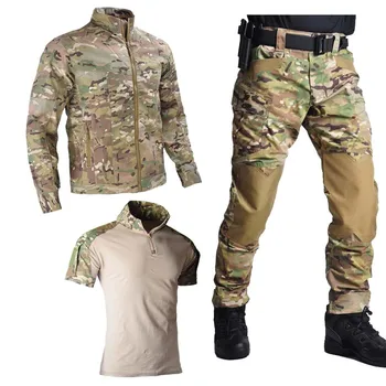 Kaujas Vienotu Medību Uzvalku Airsoft Peintbola Apģērbu Militārā Jaka Taktiskās Tērpi Camo Krekli+Bikses+Krekli Vīriešu Vējjaka