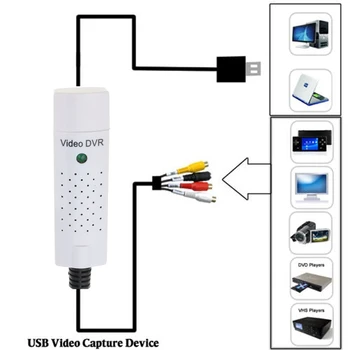 Kebidumei USB Video Uztveršanas Ierīces USB 2.0 RCA Kabelis, Adapteris, Video, TV, DVD, VHS DVR Satveršanas Adapteri Atbalsta Win10 Jaunākās