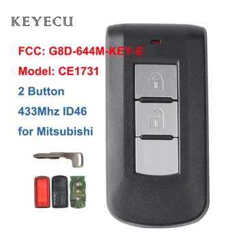 Keyecu Smart Tālvadības Atslēgu Fob 2 Pogas 433Mhz PCF7952 ID46 par Mitsubishi Lancer Outlander ASX FCC: G8D-644M-KEY-E