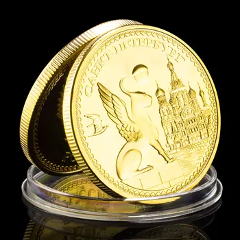 Krievijas Sanktpēterburgas Kolekcionējamus Zelta Pārklājumu Suvenīru Monētas Divreiz devās Ērglis Modelis Kolekcija Mākslas Piemiņas Monētu