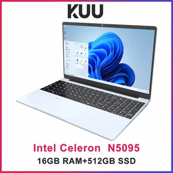KUU YEPBOOK 15.6 Collu FHD Klēpjdatoru 16GB RAM 512 GB SSD Windows 11 Notebook Intel Celeron N5095 Biroja Backlit ar pirkstu Nospiedumu