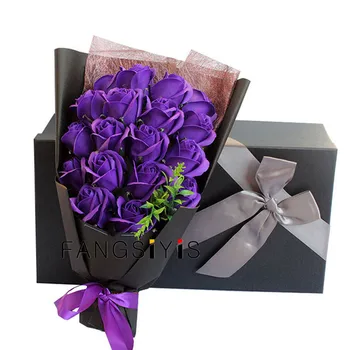 Kvadrātveida puķu papīra kastē + 18 ziepes, puķu iepakojuma uzstādīt ziedu, dāvanu kastē puse kāzu dāvanu uzglabāšanas kaste ziedu veikals dāvanu