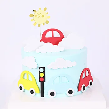 Kūka Apdare Būvniecības Tēmu Dzimšanas dienas svinības Automašīnu, Lidmašīnu Happy Birthday Cake Topper Baby Dušas Zēna Dzimšanas dienas svinības Kūka