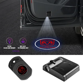 LED Auto Durvīm, Emblēmu Gaismas Laipni Lampas Bezvadu Lāzera Projektors Auto Piederumi Dodge Journey Challenger Ram 1500 Lādētāju
