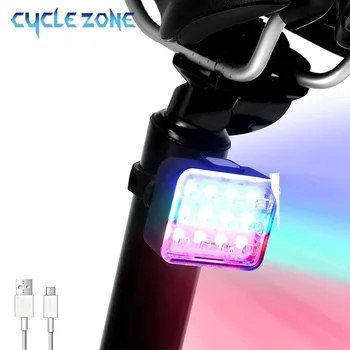 LED Bike Astes Gaismas USB Lādējamu 7 Gaismas Režīmi Velosipēds Aizmugures Gaismas Ūdensdrošs kabatas Lukturītis Cikla Ķivere Brīdinājums Drošības Lampa