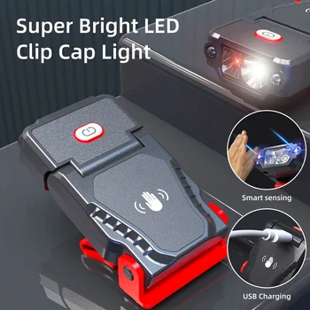 LED Indukcijas lukturis Cepuri Klipu Gaismas Galvas liekamu Lukturīti, USB Uzlādējams Spēcīgu Galvas Lampas Zvejas Riteņbraukšana Uzmanības centrā