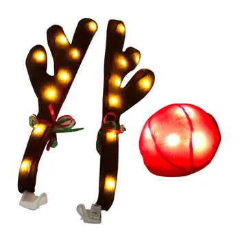 LED Ziemassvētku Sika Briežu Ragi, Deguns Ragu Automašīnu Transportlīdzekļa Apdare Ziemeļbrieža Kostīms Komplekts Kravas automašīnu Rotājumi Ziemassvētku Brīvdienu Puse Dāvanas
