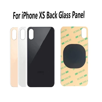 Liels Caurums iPhone XS Atpakaļ Stikla Paneli Akumulatora Vāka Aizmugurējās Durvis Mājokļu Gadījumā Rezerves Daļas Ar 3M Lentes Ar LOGO