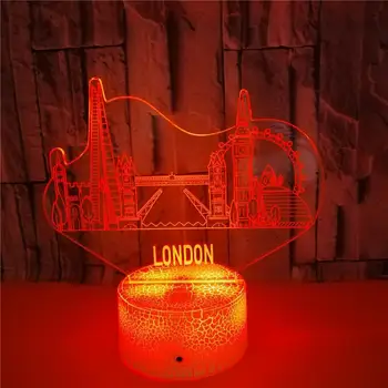 Londonas Ēkas 3D Nakts Spuldzes Mājas Dekori Nightlight Krāsains Maiņa Akrila Led Nakts Gaisma Atdzist Ziemassvētku Dāvanu Dzimšanas dienā