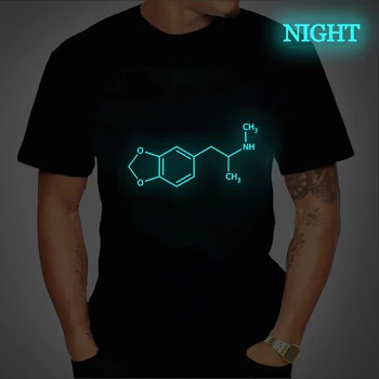 MDMA Molekulas Drukāt Krekli Harajuku Lielgabarīta High Street T-krekls Vintage Stilu Visas spēles Modes Gaismas Tshirt Unisex Drēbes