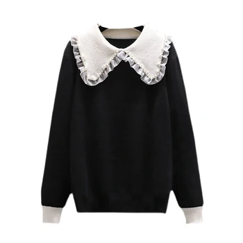 Melna Rozā, Bēša Salds korejas Harajuku Pavasara Rudens Ziemas Adītas Vintage Džemperis Modes Sieviešu Džemperi 2022 Sieviete