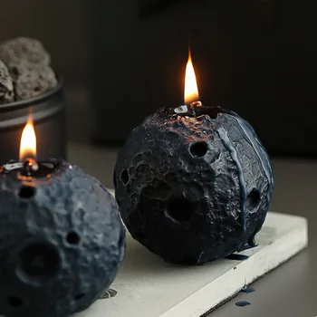 Melnu sveci Mēness aromatizētas sveces radošo guļamistabu Mājas apdare Sveces mājās dāvanas suvenīru sfērisku mēness sveces mājās