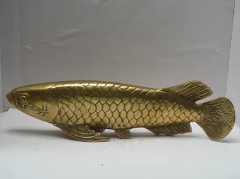 Metāla Amatniecības Ķīniešu Māksla un Kolekcionējamus misiņa statuja, zivju statuja/Tēlniecības, 25cm