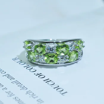 MH Dabas zaļā krāsā peridots dārgakmens classic Pavasara sajūta gredzens 925 Sterling Sudraba Smalkas Rotaslietas kāzu sievietei, meitenei, cēlu Dāvanu kastē