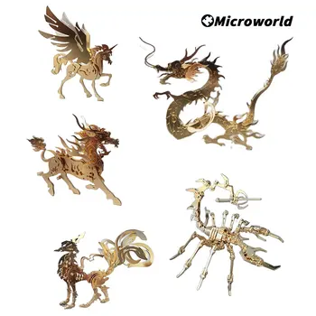 Microworld 3D Metāla Dzīvnieku Puzzle Spēles Zelta Tērauda Warcraft Rokasgrāmata DIY Samontēt Finierzāģis Rotaļlietas Ziemassvētku Mājas Apdare