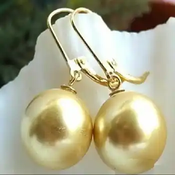 Modes kārta shell pearl 14k dzeltenā zelta Roku darbs, Skaisti auskari Kultivētas Mātes Dienā Kāzu Jauno Gadu Lieldienu KARNEVĀLS