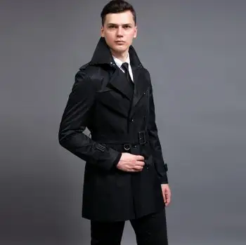 Modes slim, sexy īss uzrakt mētelis, vīriešu mētelis ar garām piedurknēm vīriešu apģērbu dubultā krūtīm, virsdrēbes casaco pavasara 2020. gadam melns