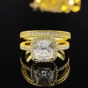 modes zelta krāsa sudraba krāsā līgava kāzu gredzenu komplektu sievietēm līgava Saderināšanās Datumi mūžību ziemassvētku dāvanu rotaslietas R4828