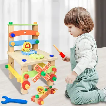 Montessori Rīks Bērniem, Koka Instrumentu Izlikties, Spēlēt Uzstādīt Izglītības Riekstu Demontāža, Skrūves Asamblejas Simulācijas Galdnieks Labošanas Rīks