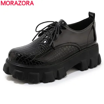 MORAZORA Plus lieluma 33-46 Jaunā pavasara gadījuma platformas kurpes sieviete mežģīnes up dāmām kurpes laukumā augstpapēžu kurpes sieviešu sūkņi