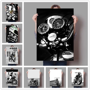 Motociklu Mājas Dekoru Audekls Classic Sienas Māksla Glezna Melnā un Baltā Attēlus Drukas Moduļu Mākslas Plakāts Dzīvojamā Istaba