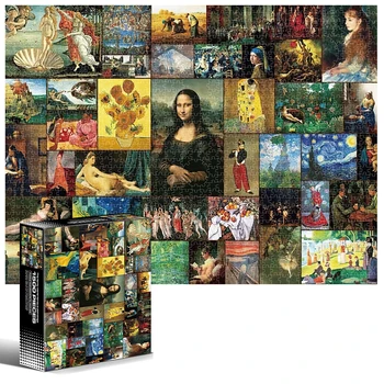 Muzeja Kolekcijas Glezniecības Puzzle 1500 Gabals Pieaugušo Grāmata Jigsaw Challenge Spēle Fidget Rotaļlietas 60x80cm Dāvanu Kastē Dizaina Pārsteigums
