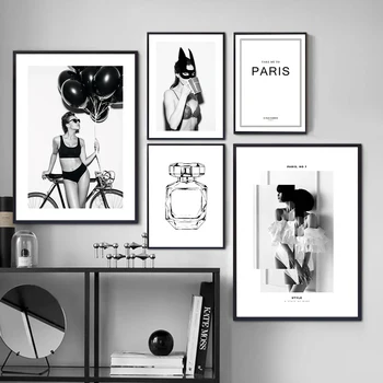 Mūsdienu Modes Super Sexy Meitene Melna Balta Parīzes Gleznas, Plakāti Smaržas Izdrukas, Gleznas, Sienas, Mākslas Attēlus Dzīvojamā Istaba Dekori
