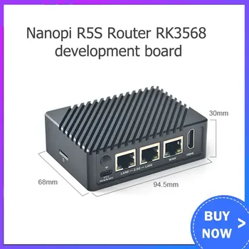 NanoPi R5S Rockchip RK3568 2 4 GB RAM Dual 2.5 G+ Gigabit Mini CNC Router Ar Metāla Gadījumā