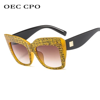 OEC CPO Vintage Laukumā Saulesbrilles Sievietēm, Vīriešiem, Lielajiem Rāmis Modes Slīpumu, Žalūzijas, Saules Brilles Sieviešu Luksusa Oculos UV400 O34