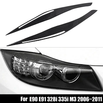 Oglekļa Šķiedras priekšējo Lukturu Plakstiņu, Uzacu Vāka Uzlīmes Melns BMW E90, E91 328I 335I M3 2006-2011