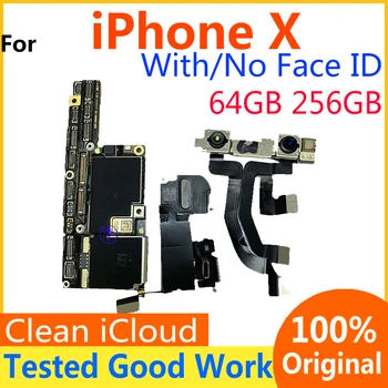 Oriģināls Bezmaksas iCloud Mātesplati Par iPhone X 64 GB un 256 gb Atbloķēt Tīru Valdes Mainboard Bez/ar Seju ID iphone x