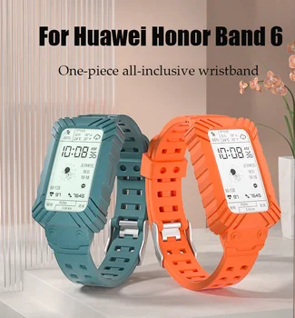Par Godu Band 6 Siksniņa Silikona Watchband Correa Par Huawei band 6/Grupa 6 Pro Siksna+Screen Protector Joslas Huawei Skatīties Fit