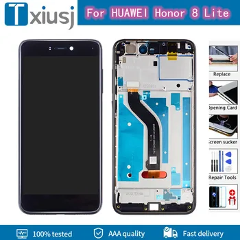 Par Huawei Honor 8 Lite LCD Displejs, Touch Screen Digitizer Montāža ar Rāmi PRA-TL10 PRA-LX1 LA1 par Huawei Honor 8 Lite LCD