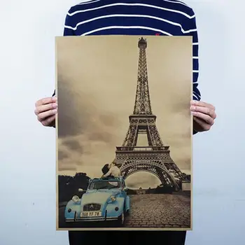 Parīzē Eifeļa Tornis Nostalģija Kraftpapīrs Bārs, Kafejnīca, Plakātu, Retro Plakāta Dekoratīvie