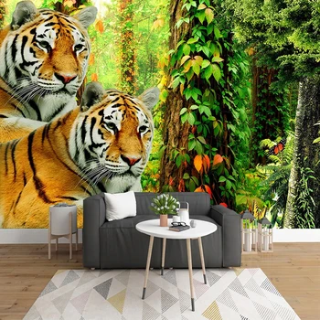 Pasūtījuma 3D Foto Tapetes Guļamistabā Sienas Meža Tiger Mūsdienu Dzīvojamā Istaba Dīvāns Sienu Apdare Plakātu Sienas Papel De Parede 3D