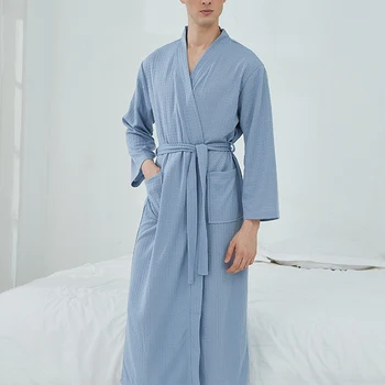 Peldmētelis Unisex Pirts Drēbes, Soft Sauna Apģērbs Kimono, Halāti Naktskrekls Ilgi Pāriem Homewear Nightrobe Sleepwear Peldmētelis