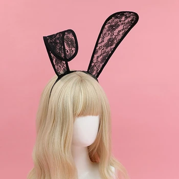 Pieaugušo Garš Mežģīņu Bunny Ausis Galvas Trušu Kaķa auss hairband galvassegu cosplay cepures