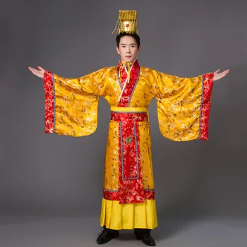 Pieaugušo Kostīmu Ķīnas Hanfu Kleita Mens Imperators, Karalis Posmā Drēbes, Kostīmi Tang Uzvalks Drēbes+cepure Komplekts