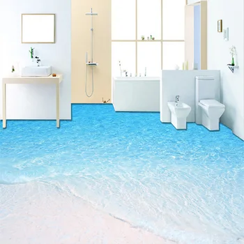 Pielāgotus Foto Tapetes Grīdas 3D Beach Jūras ūdeni, Dzīvojamā Istaba, Vannas istaba Grīdas Sienas gleznojumu PVC pašlīmējošas Tapetes Mājas Dekoru