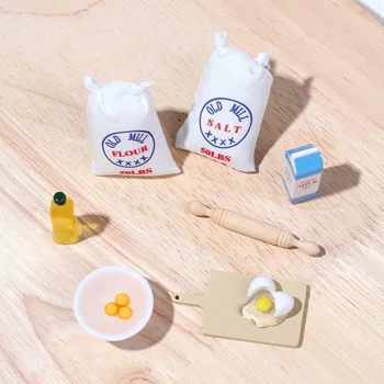 Pin Olu Bļodā Dongzhur Miltu Sāls Maisiņi Leļļu Nams Modelis Mini Virtuves Piederumi, Leļļu Namiņš Miniatūras Pārtikas Rotaļlietu 1:12 Skalas